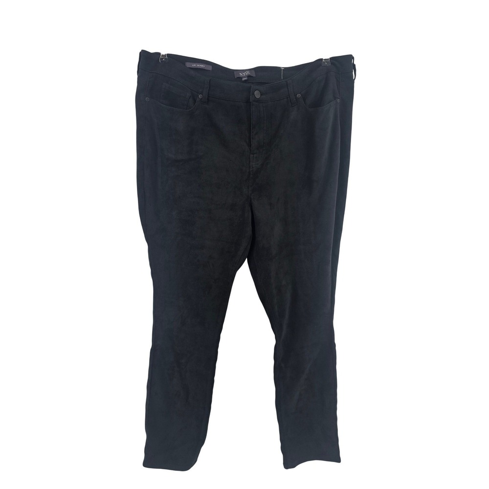 NYDJ Women's 18 Black Faux Suede Skinny Pants Coated Stretch‎ Work